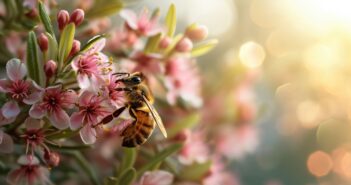 Biene an Manuka-Blüte (Foto: AdobeStock_702831869 vxnaghiyev)